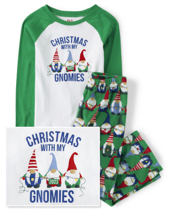 Unisex Kids Matching Family Christmas Long Raglan Sleeve Christmas With My  Gnomies 2023 Snug Fit Cotton And Fleece Pajamas
