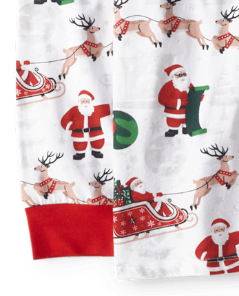 Pijamas de algodón unisex para adultos con diseño de renos de Papá Noel - WHITE