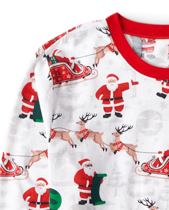 Pijamas de algodón unisex para adultos con diseño de renos de Papá Noel - WHITE