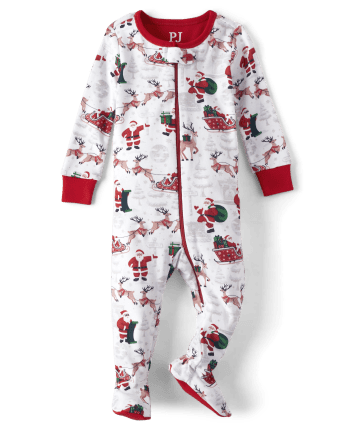 Unisex Baby And Toddler Matching Family Santa Reindeer Snug Fit Cotton Footed One Piece Pajamas