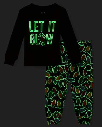 Pijamas de algodón unisex a juego para bebés y niños pequeños Family Glow Let It Glow Snug Fit