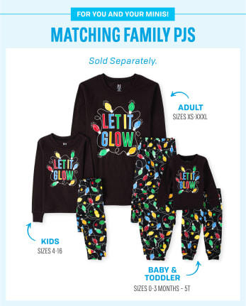 Pijamas de algodón unisex a juego para bebés y niños pequeños Family Glow Let It Glow Snug Fit