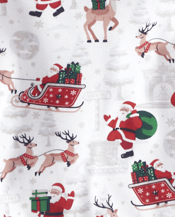 Baby And Toddler Matching Family Santa Reindeer Snug Fit Cotton Pajamas