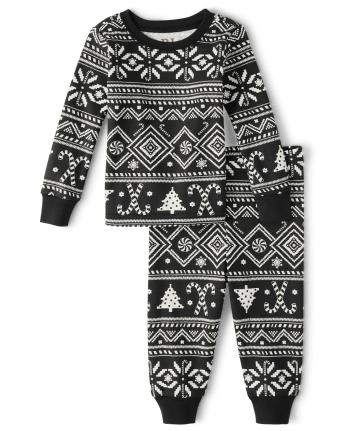 Unisex Baby And Toddler Matching Family Candy Cane Fairisle Snug Fit Cotton Pajamas