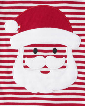 Unisex Kids Striped Santa Snug Fit Cotton Pajamas