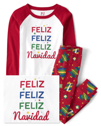Unisex Kids Matching Family Christmas Long Raglan Sleeve Feliz