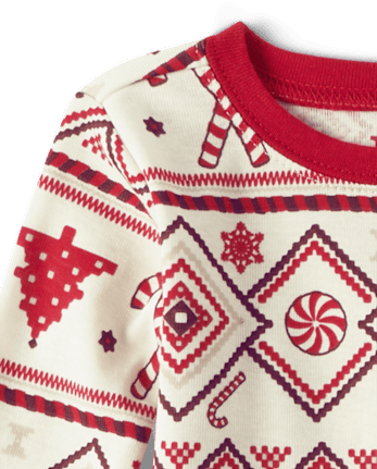 Pyjama familial assorti pour bébé et enfant en bas âge, coupe ajustée, motif canne à sucre et jacquard
