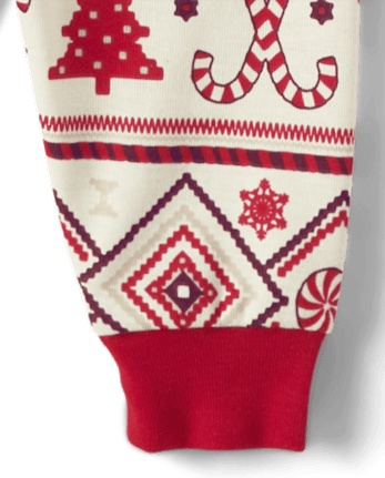 Pyjama familial assorti pour bébé et enfant en bas âge, coupe ajustée, motif canne à sucre et jacquard
