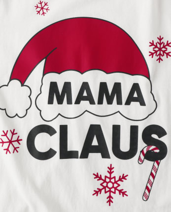 Womens Matching Family Mama Claus Cotton And Fleece Pajamas