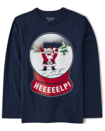 Boys Santa Snow Globe Graphic Tee