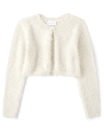 Girls Long Sleeve Eyelash Cardigan WHITE The Children s Place