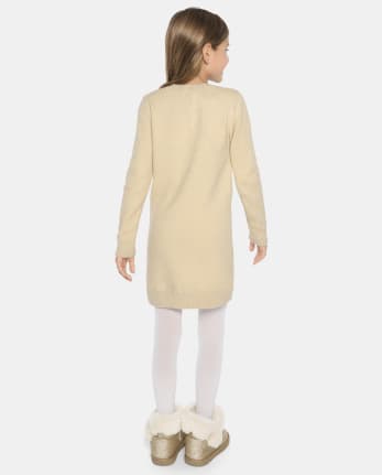 Girls Sequin Heart Sweater Dress