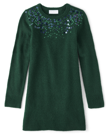 Girls Sequin Sweater Dress