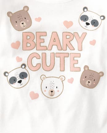 Pack de 3 camisetas con osito para niñas pequeñas