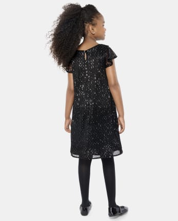 Girls black sequin sales dress