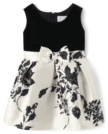 Baby And Toddler Girls Floral Velour Fit And Flare Dress