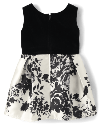 Baby And Toddler Girls Floral Velour Fit And Flare Dress
