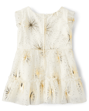 Baby And Toddler Girls Foil Star Mesh Tiered Dress