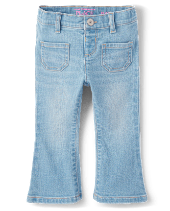 Toddler Girls Patch Pocket Flare Jeans