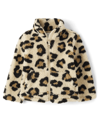 Niñitas Chaqueta sherpa estampada con cremallera