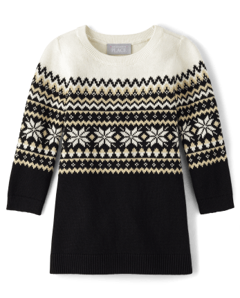 Baby And Toddler Girls Snowflake Fairisle Sweater Dress
