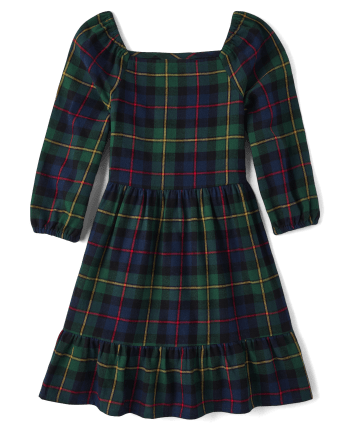 Girls Matching Family Plaid Flannel Tiered Dress