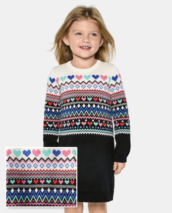 Baby And Toddler Girls Heart Fairisle Sweater Dress
