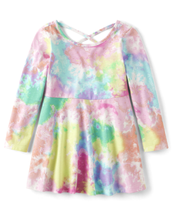 Baby And Toddler Girls Rainbow Tie Dye Cross Back Everyday Dress
