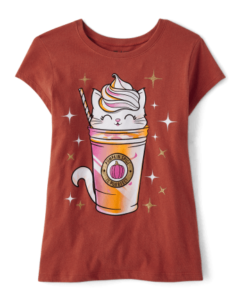 Girls Cat Frappe Graphic Tee