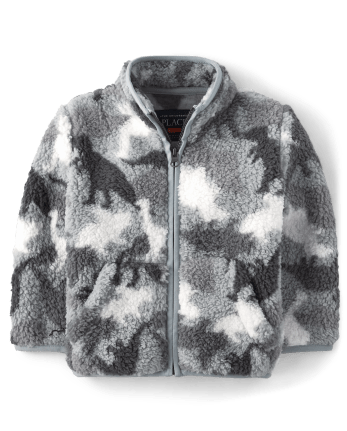 Baby And Toddler Boys Print Sherpa Zip-Up Jacket