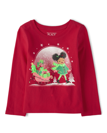 Baby And Toddler Girls Sleigh Graphic Tee
