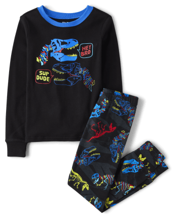 Boys Dino Bones Snug Fit Cotton Pajamas