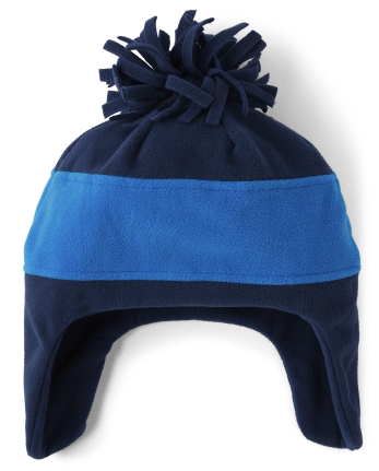 Boys Colorblock Fleece Pom Pom Hat