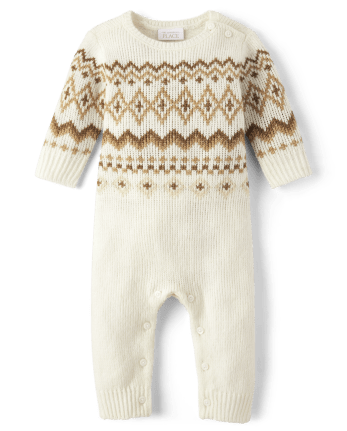 Barboteuse pull Fairisle assortie pour bébé unisexe