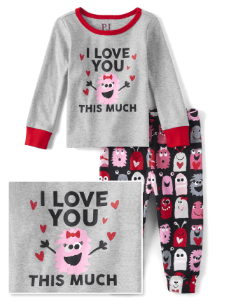 Pijamas de algodón ajustados Monster para bebés y niñas pequeñas