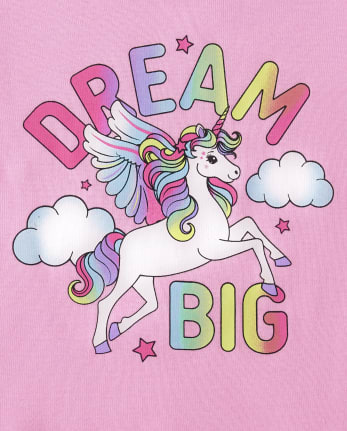 Baby And Toddler Girls Dream Big Unicorn Snug Fit Cotton Pajamas
