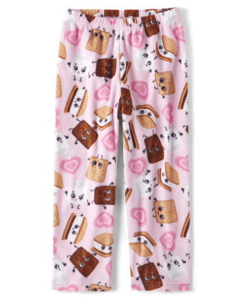 Girls S'mores Print Fleece Pajama Pants
