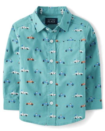 Baby And Toddler Boys Racecar Poplin Button Up Shirt