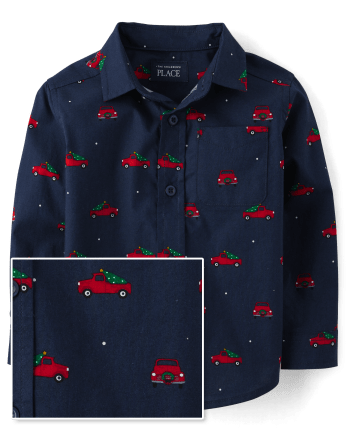 Baby And Toddler Boys Dad And Me Truck Poplin Button Up Shirt