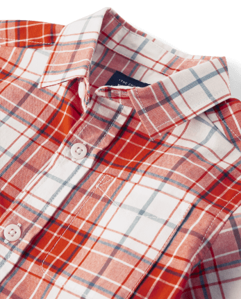 Baby And Toddler Boys Plaid Poplin Button Up Shirt