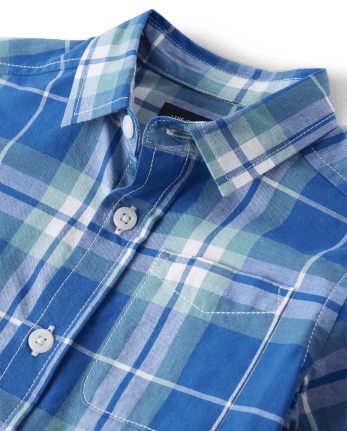 Camisa con botones de popelina a cuadros para bebés y niños pequeños