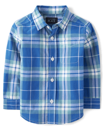 Camisa con botones de popelina a cuadros para bebés y niños pequeños