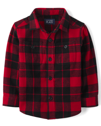 thumbnail image 2 of Winzik Toddler Boys Flannel Shirt - Long Sleeve Button Down Plaid Shirt For Boys & Girls 1-6T 2 of 13