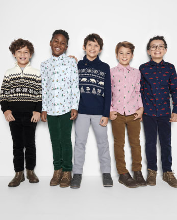 Boys Snowflake Fairisle Quarter-Zip Sweater