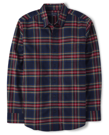 Mens Matching Family Plaid Oxford Button Up Shirt