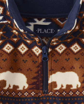 Boys Animal Fairisle Glacier Fleece Half-Zip Pullover