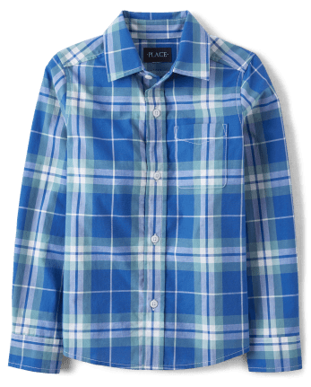 Camisa con botones de popelina a cuadros para niños