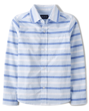 Boys Long Sleeve Striped Poplin Button Up Shirt | The Children's Place ...