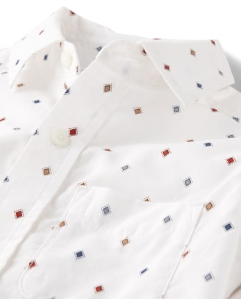 Boys Print Poplin Button Up Shirt