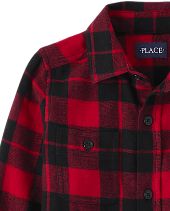 Boys Buffalo Plaid Flannel Button Up Shirt